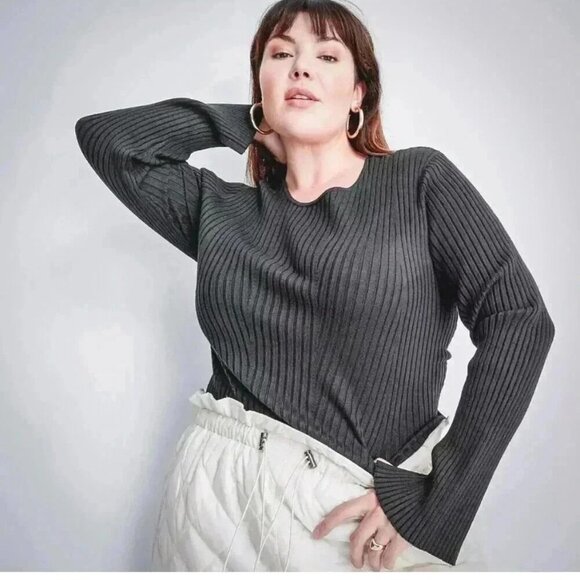 Future Collective Gray Twisted Back Sweater Modern Minimalist Retro - Picture 2 of 7